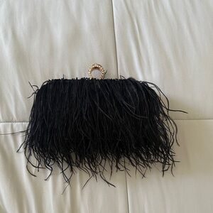 Elegant Black Feather Clutch